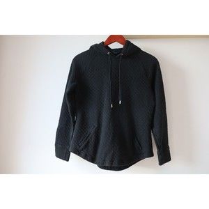 Lauren Ralph Lauren Womens Sz S Hoodie Sweater Black Waffle Knit Cozy Textured